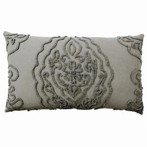 Sateen Sham Embroidery Gray - King Size- NEW - Renee Candlewick Pottery Barn